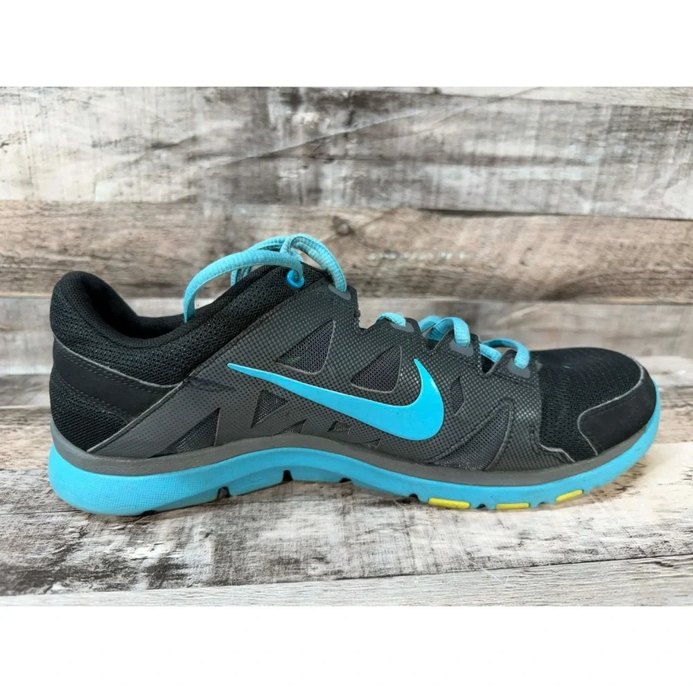 Womens Nike Flex Supreme Trainer 2 Black Gamma Blue 2014 DS Sneakers Shoes Sz 10